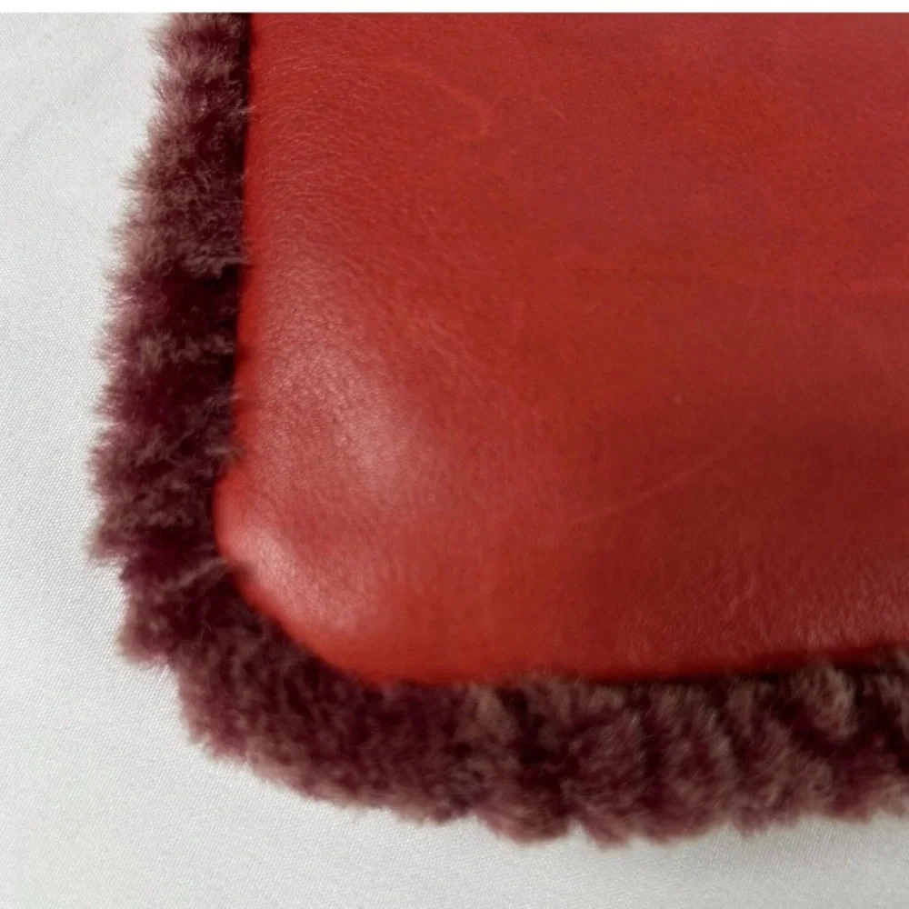 Patricia Nash‎ Red Leather Sherpa Trim Wristlet Wallet Clutch Bag Fall Holiday